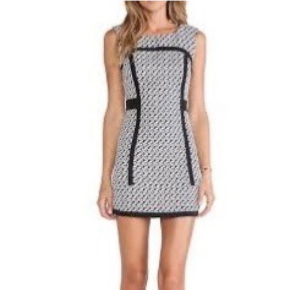 Revolve Blaque Label White Black Geometric Print Sleeveless Sheath Dress Small
